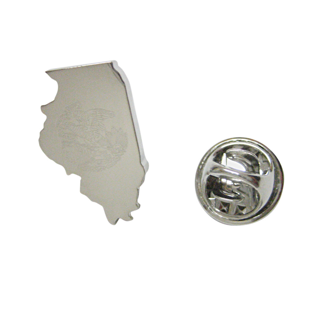 Illinois State Map Shape And Flag Design Lapel Pin - image 1